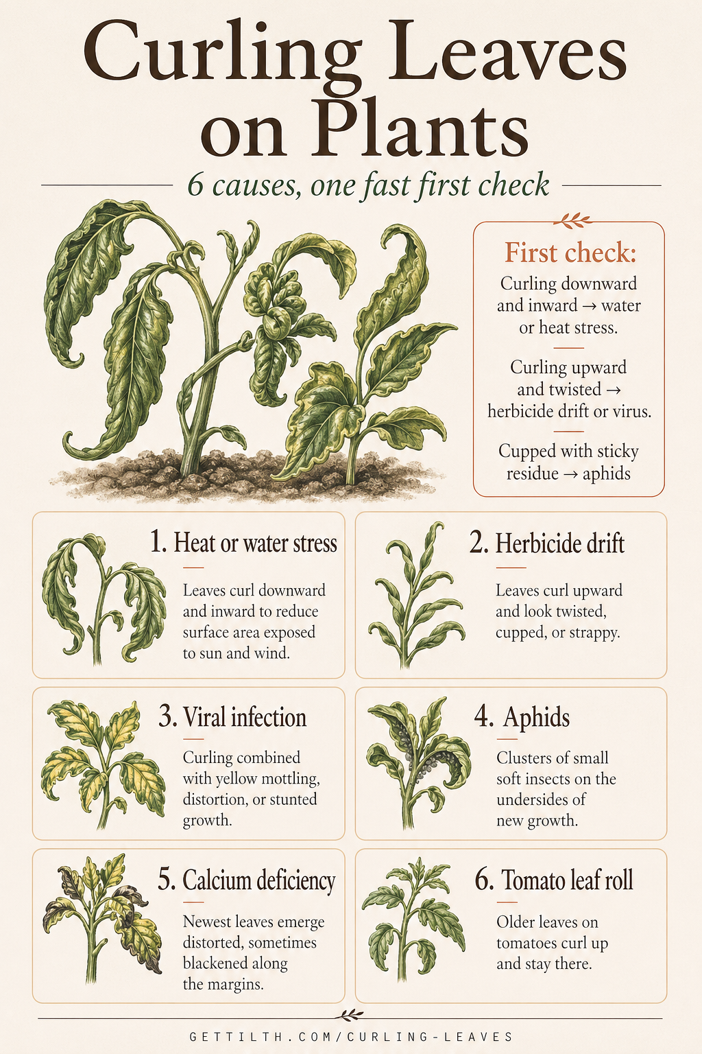 Curling leaves causes diagnosis pin