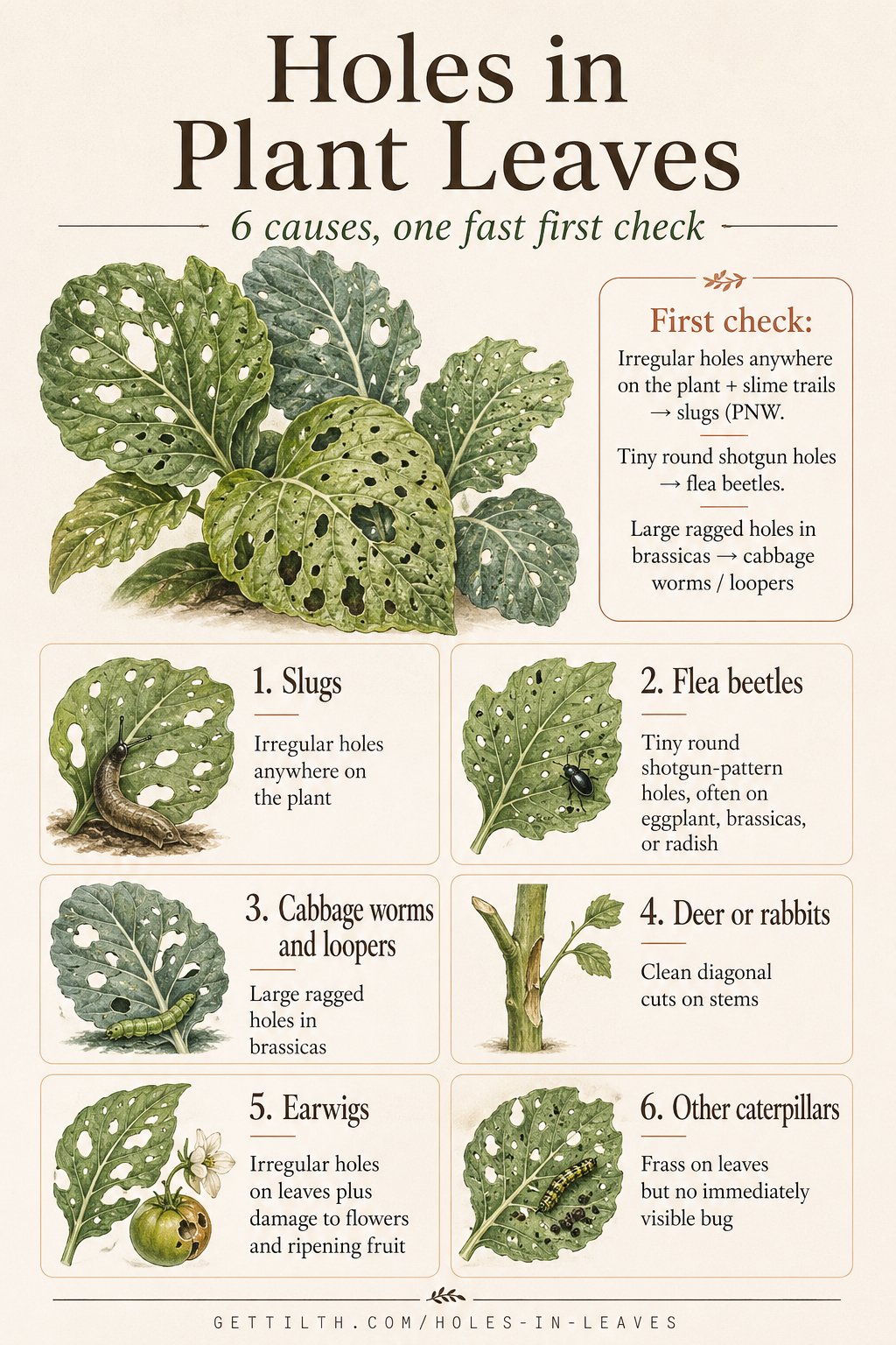 Holes in leaves causes diagnosis pin