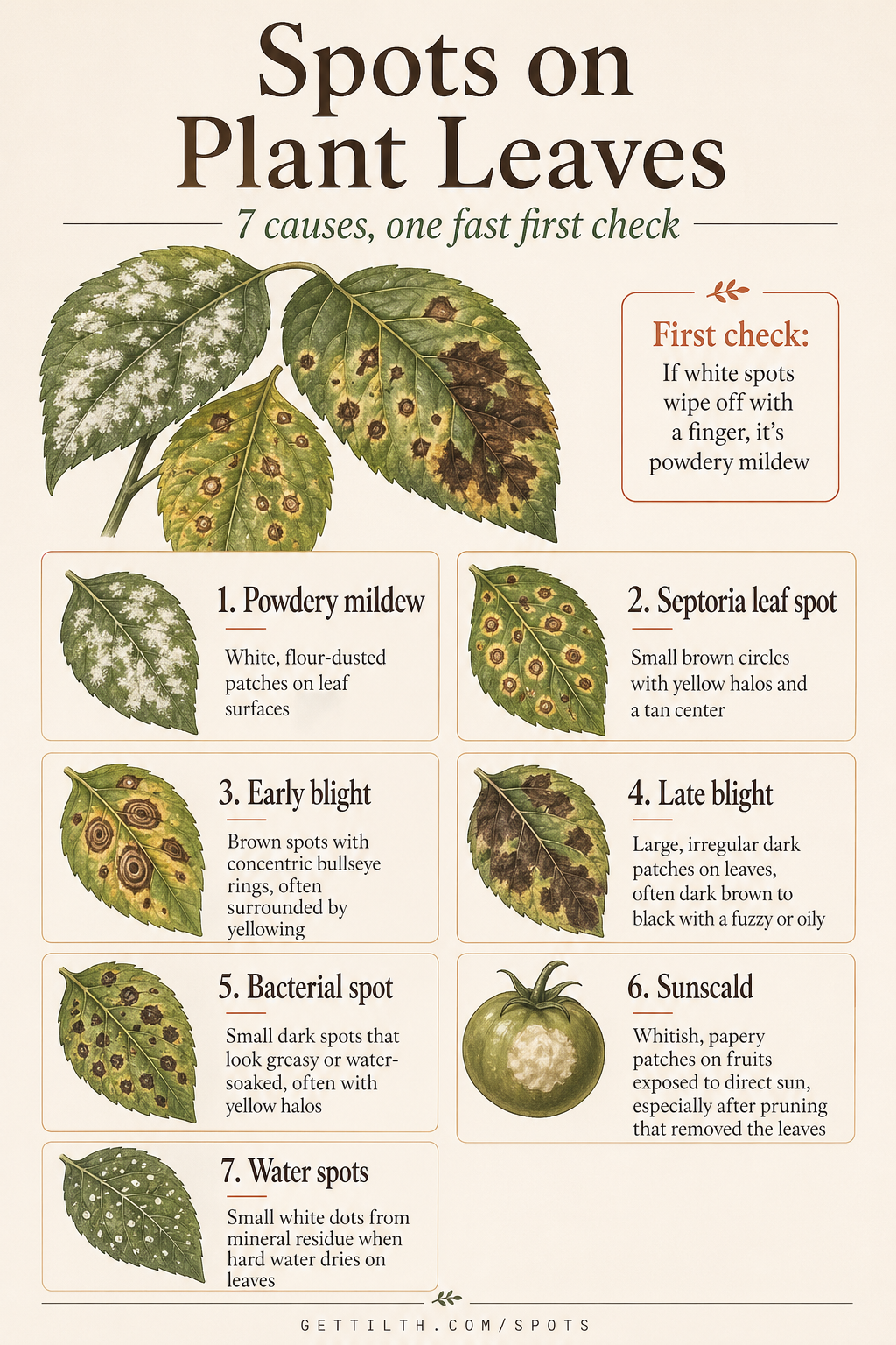 Spots on leaves causes diagnosis pin